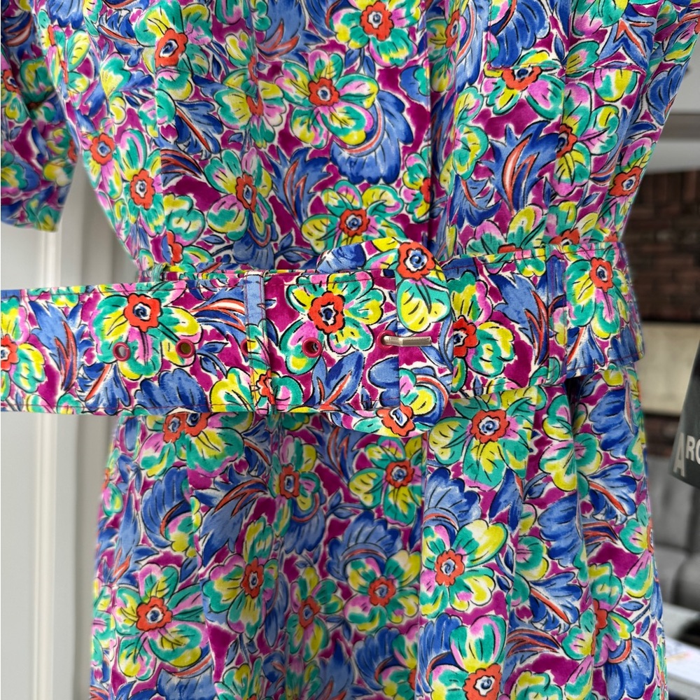 NWT 80s Vintage Argenti Belted Midi Dress in 100% Silk - Picture 12 of 12